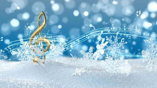 Notenschlüssel und Schneeflocken