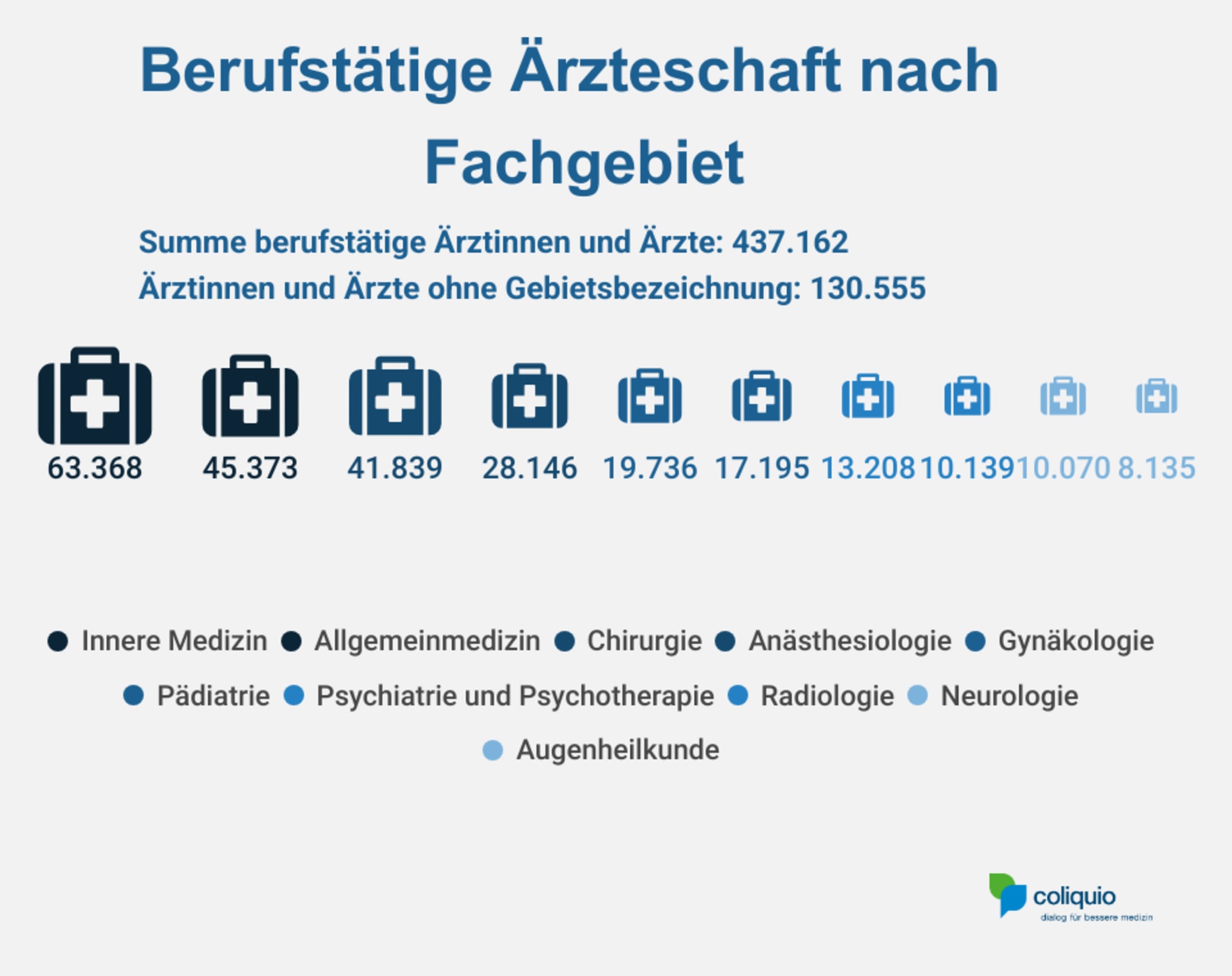 Berufstätige Ärzteschaft 2024 nach Fachgebiet 