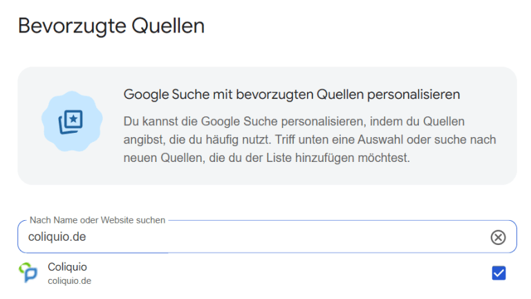 Bevorzugte Quellen bei Google 
