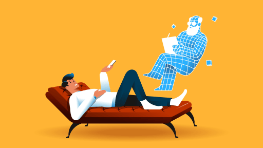 Patient spricht mit einem virtuellen KI-Therapeuten 