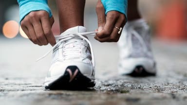 Young person with runner shoues