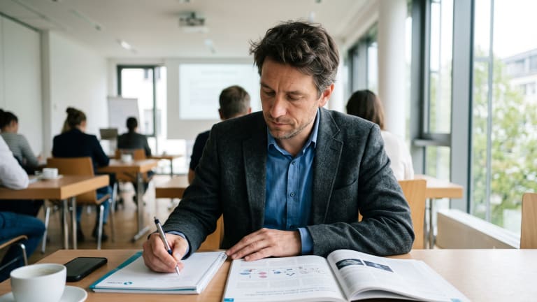 junger Arzt macht sich Notizen außerhalb des klinischen Kontexts