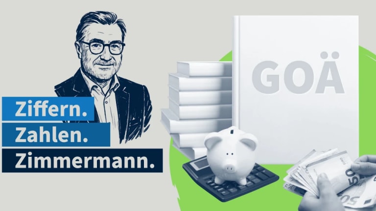 In seiner Kolumne „Ziffern. Zahlen. Zimmermann.“ ordnet Abrechnungsexperte Dr. med. Gerd W. Zimmermann regelmäßig aktuelle Entwicklungen ein, erklärt Abrechnungsfragen und gibt in Online-Fortbildungen konkrete Tipps für die Praxis.